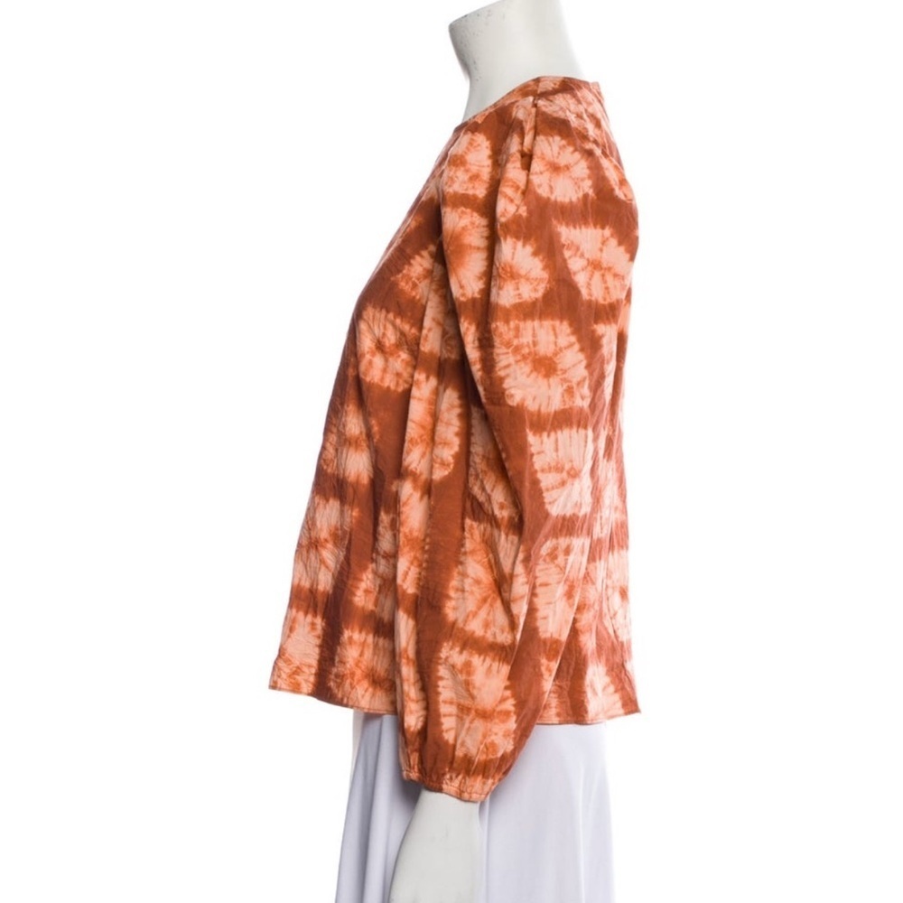 Ulla Johnson Orange Tie-Dye Puff Sleeve Top - Picture 4 of 4